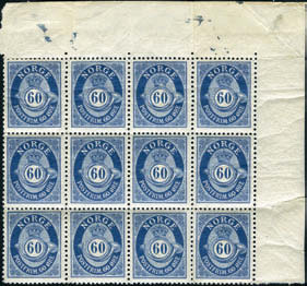 5 øre fintagget Knudsen i helark a 100 merker, med marginal "1901-1902". HB. (23.000,-). 6.000,- 3018 76 X. 5 øre fintagget Knudsen i helark, med marginal "1901-1902". HC. (23.000,-). 3.000,- -- 3019 -- -- ex 3020 -- 3019 77 II X.