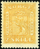 SKILLING VÅPEN 1863 1456 1457 1458 1456 6. 2 skilling 1863. God farge (5.