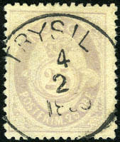 25 øre skravert Posthorn, pent fullstemplet «Dovre 31.3.1882».