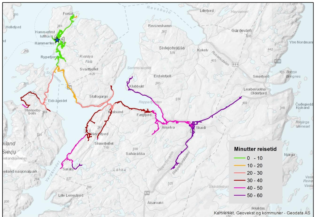 Idèfase: Tomteanalyse Finnmarkssykehuset HF NYE HAMMERFEST SYKEHUS Side 72 av 126 7.2.4 Tilgjengelighet og trafikk I kapittel 6.1.4 er det redegjort for tilgjengelighet for alle trafikantgrupper.