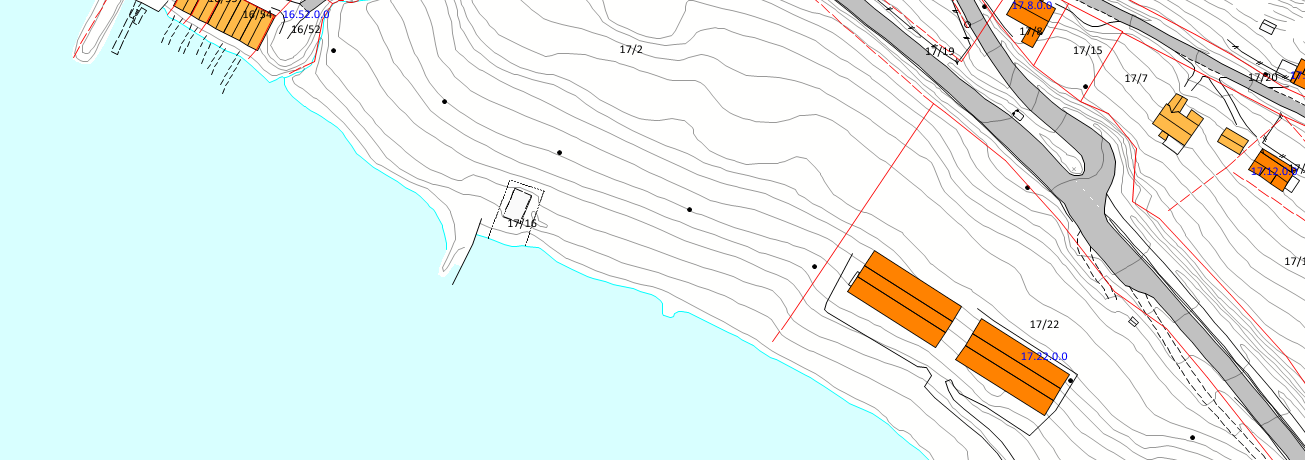 naustområde Planområde /plangrense: Planavgrensinga har med tilkomstvegen heilt opp til fylkesvegen og med tilhøyrande frisiktliner.