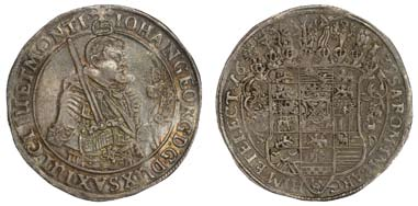 7601 1+ 400 928 Sachsen, Johann Georg I, taler 1639.