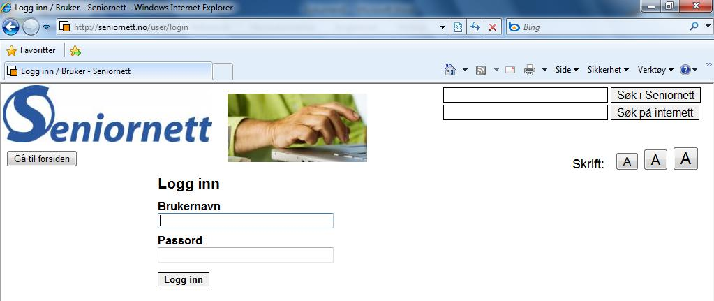 Innlogging 1. Start nettleseren Internett Explorer.