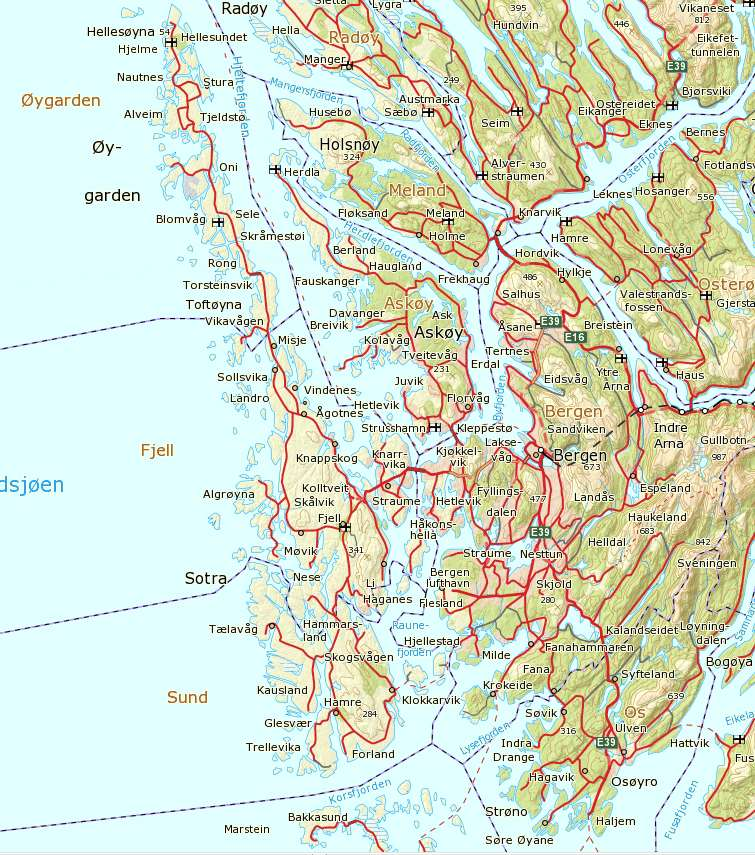 Studieområdet Kommunane, Øygarden, Fjell og Sund Landareal omlag 315 km 2