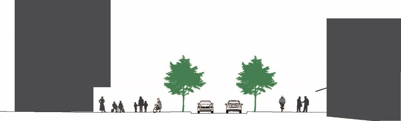 Vegetasjon i bygate Trerekker skal bidra til et sterkere bypreg og strukturere gatenes sidearealer langs det overordnede vegnettet.