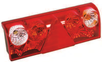 00 Europoint baklampe for henger med trekantrefleks og sidemontert oransje lys/refleks. Leveres med 7-pol kontakt bak og uten skiltlys. Innebygd trekantrefleks i glasset.