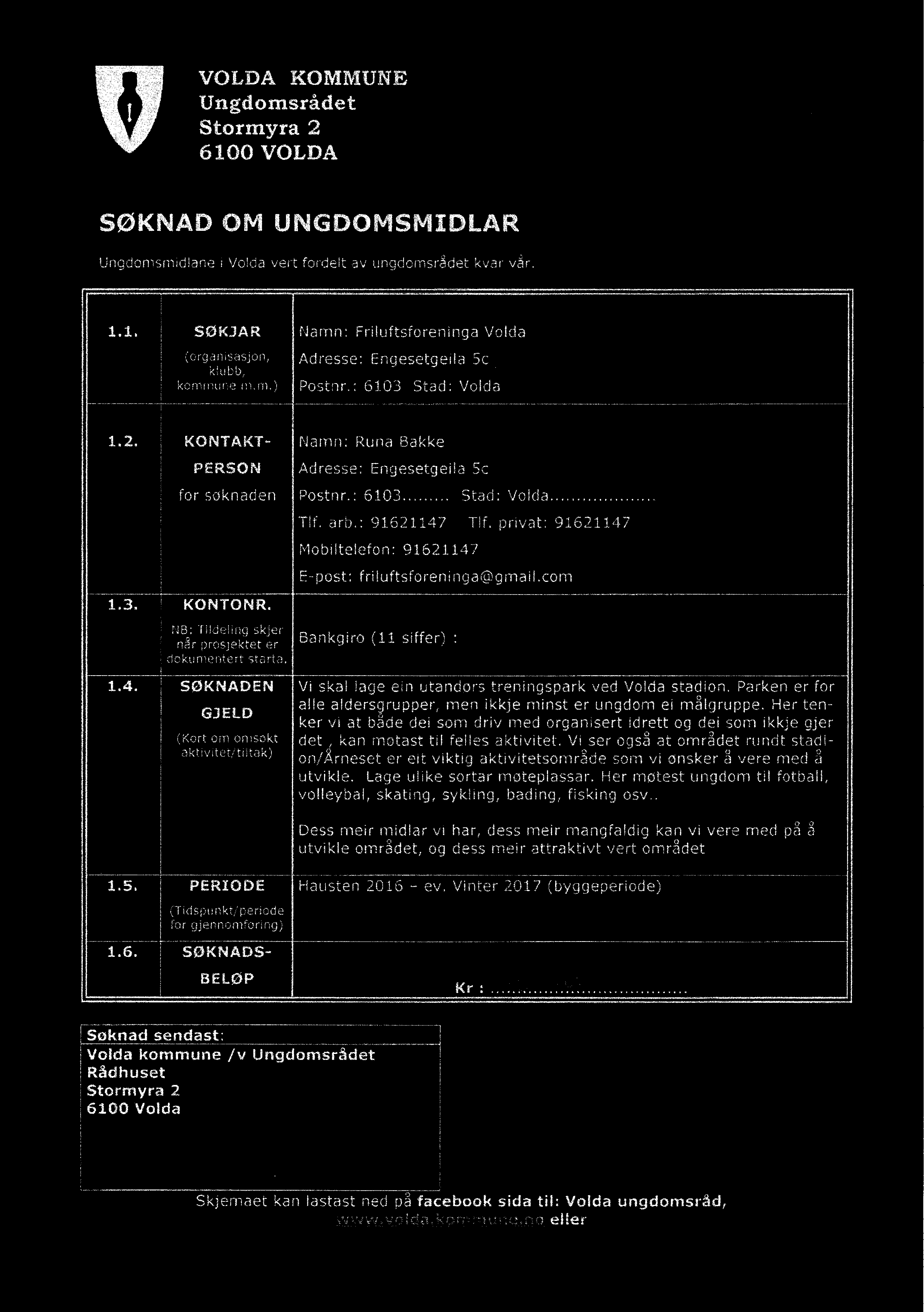 Parken er for alle aldersgrupper, men ikkje minst er ungdom ei målgruppe. Her tenker vi at både dei som driv med organisert idrett og dei som ikkje gjer det kan motast til felles aktivitet.