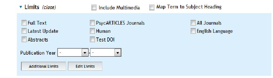 PsycInfo Avgrensninger NB!