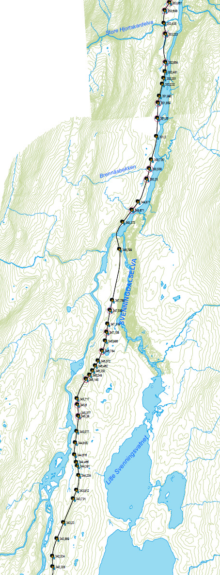 Vandringshindre jernbanen Kart over alle stikkrenner på Nordlandsbanen Gjennomgang av disse 17 potensielle vandringshindre