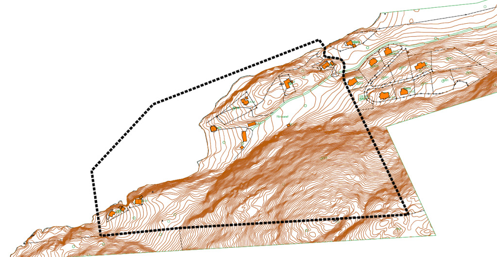 2.3 Avgrensing av planområdet Forslag til planområdet følger eksisterende eiendomsgrenser på land.