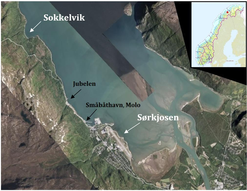 3.6 Sammendrag fra Sørkjosen, 10.05.2015 Figur 64 Satellittbilde (http://www.norgeibilder.no) Sørkjosen er en liten bygd 2 km sør for Indre Sokkelvik. Her gikk det, den 10.