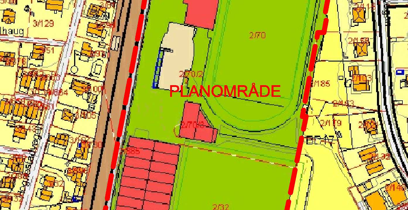 00 og disponert til idrettsanlegg og friområde.