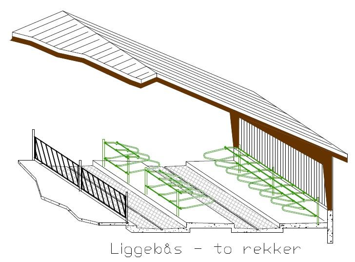 Liggebås Lite strøbehov Liggebåsen skal ha et liggeunderlag i form av