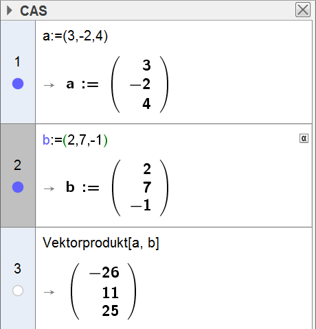 Løsninger v oppgvene i ok Du kn gjøre slik i CAS: Vektoren [-6,, 5] vil stå vinkelrett på egge vektorene. 4.99 Hvis vektorproduktet er null er vektorene prllelle.