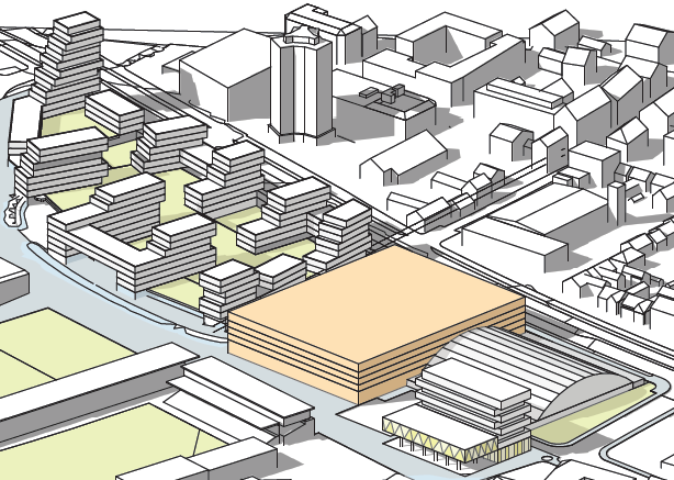 Ny analyse av multifunksjonshall med 12000 sitteplasser- alternativ a Bruttoareal ny multifunksjonshall ca 22000 m²