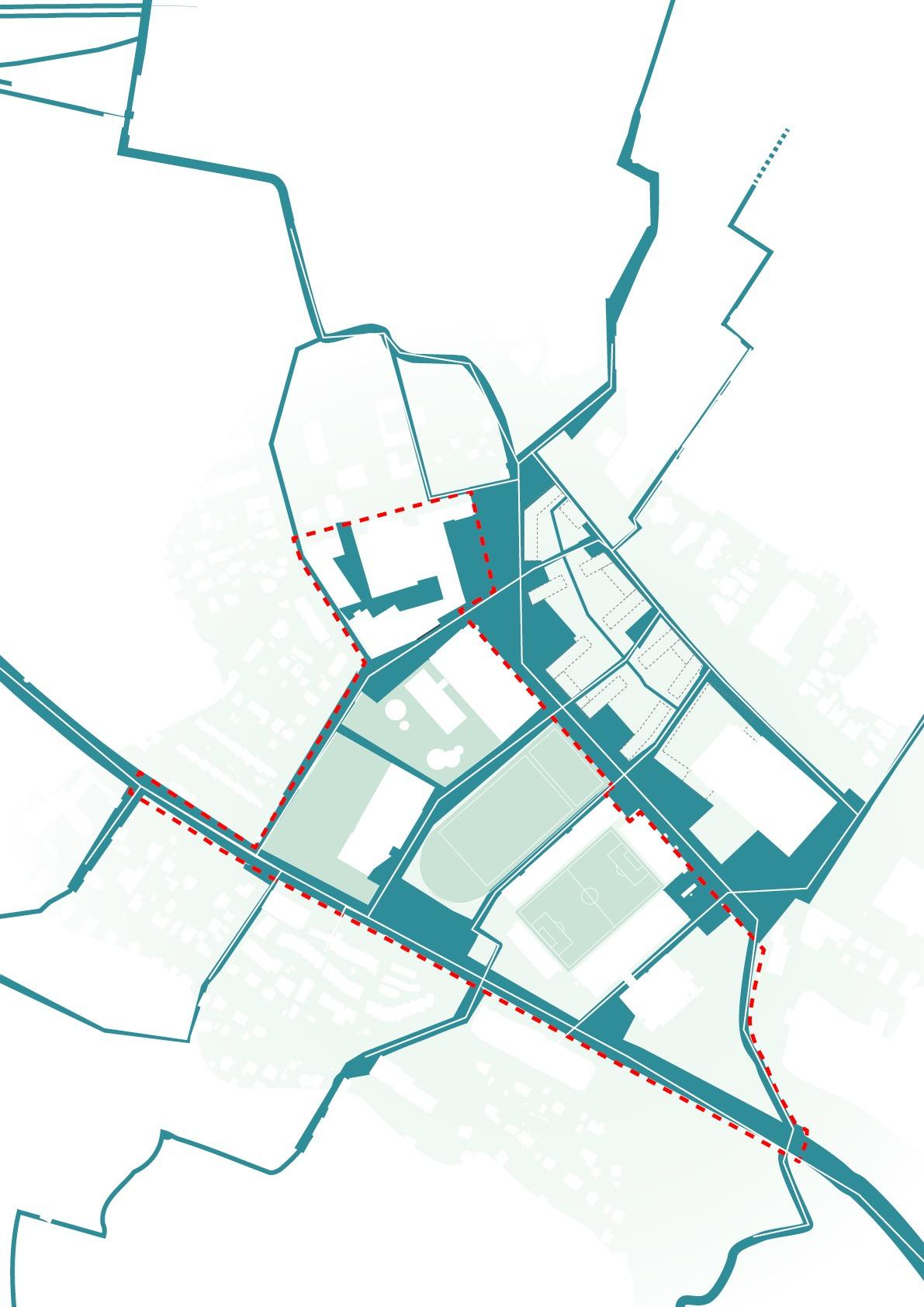 Fokusområde 3 KARAKTER: Lav urban ankomstplass BYEN: Møtested mellom boligområde, idrett og undervisning PROGRAM: Hverdagslivet, skolen og idretten trekkes ut i gaten.