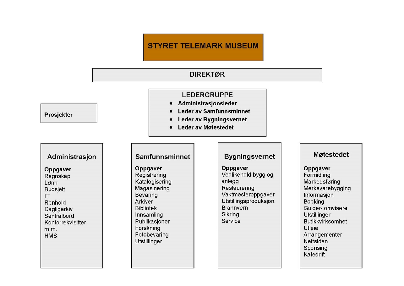 Organisasjonsmodell for Telemark Museum Telemark Museum er organisert i fagavdelinger uavhengig av geografiske avdelinger, samlinger og møtepunkter med publikum Samlingenes profil Alle samlingseierne