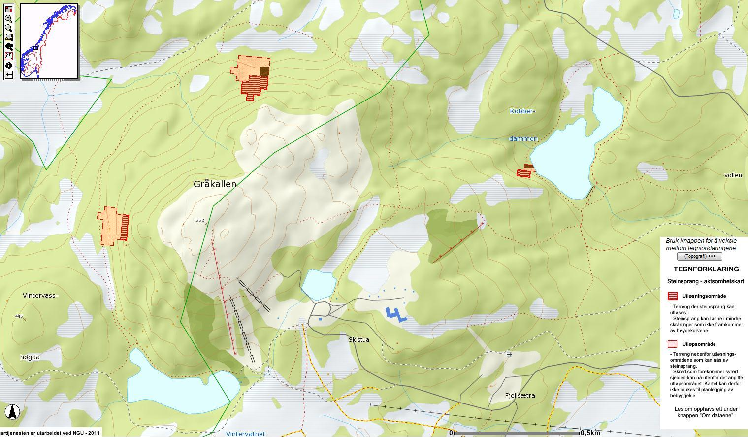 Område 1 Figur 4: NVE sitt aktsomhetskart for