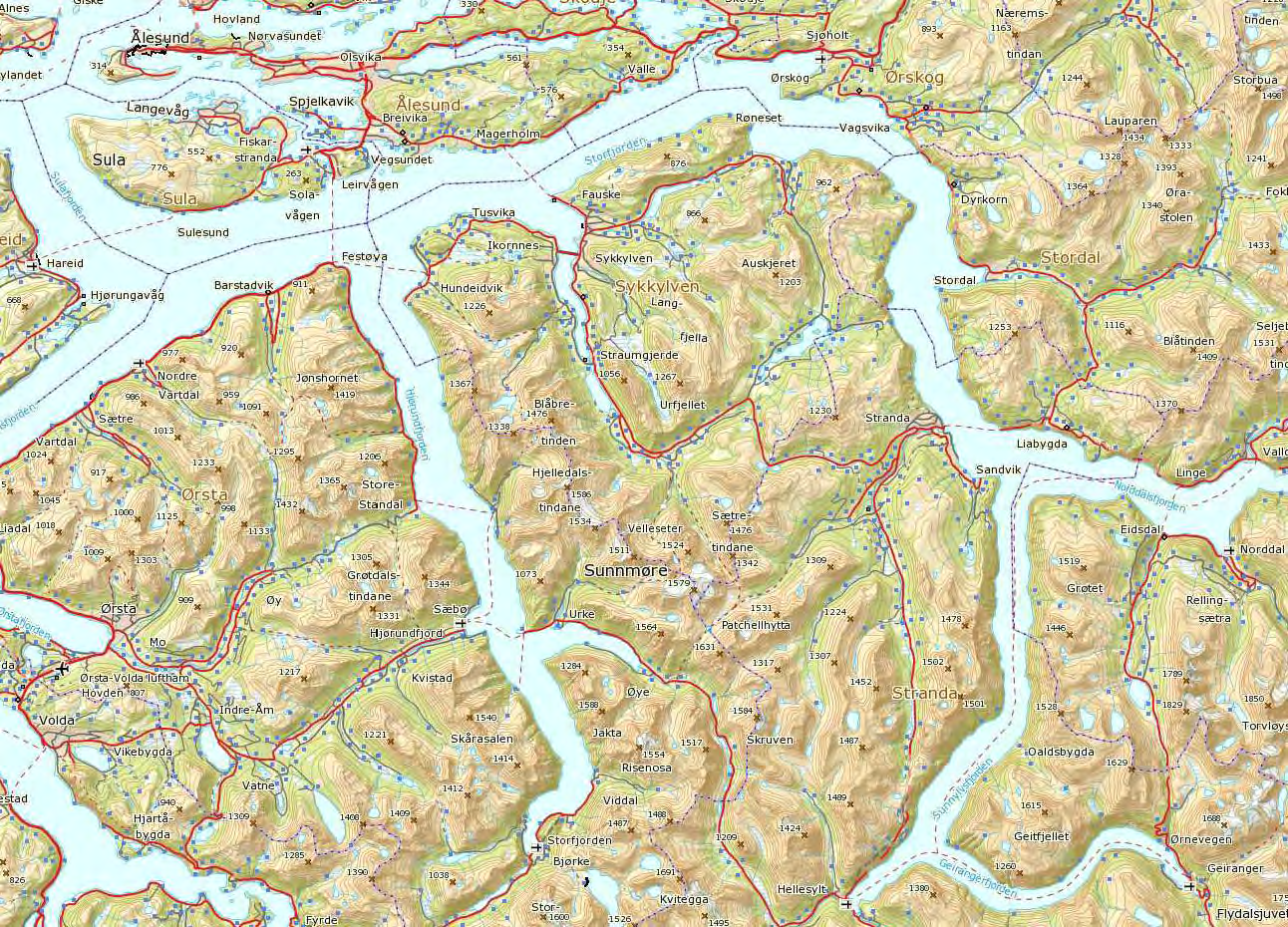 Simulering av snøskred mot fv. 60 Røyr Herdalen i Stranda kommune 2 1 Innledning Fv. 60 Røyr-Hellesylt ligger i Stranda kommune i Møre og Romsdal (se figur 1 ).