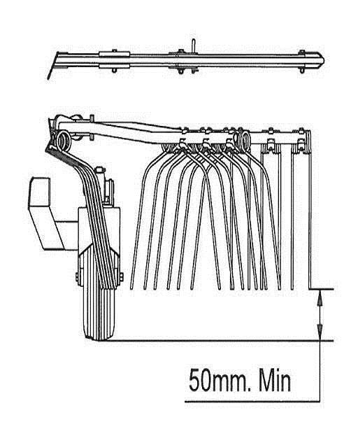 ARBEIDSSTILLING Twin rotor-rivemodell BF-6300 har to arbeidsstillinger i trepunktsopphenget: A: Toppstagsfestet i fast stilling. B: Toppstagsfestet i flytestilling.