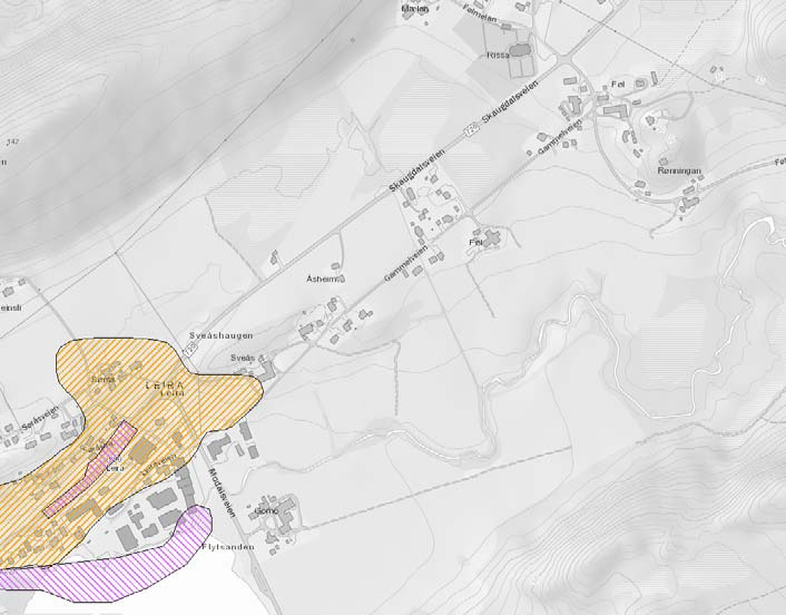 Omlegging av Føldalsveien, Rissa Datarapport geotekniske grunnundersøkelser multiconsult.no 3 Terreng og grunnforhold Figur 3-2: Kart over kvikkleiresoner.