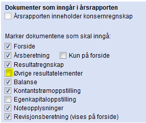 Det som registreres inn på siden presenteres under det ordinære årsresultatet i oppstillingen av resultat.