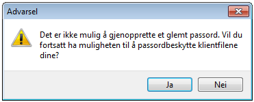 Vi gjør oppmerksom på at det ikke er mulig å gjenopprette et glemt passord: Altinn Størrelsen