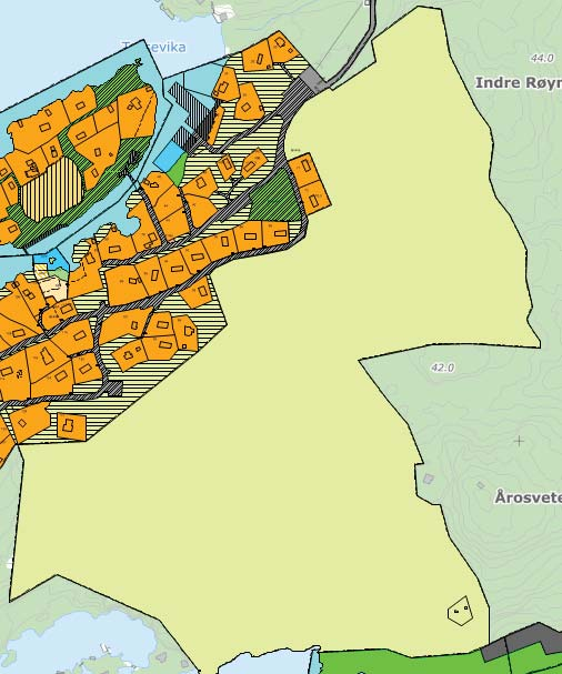 4.3 Tilgrensende planer Det er følgende tilgrensende reguleringsplan: Privat hytteplan 20/6 Åros (ID 19980514). Tilgrensende område er regulert til Jordog skogbruk.