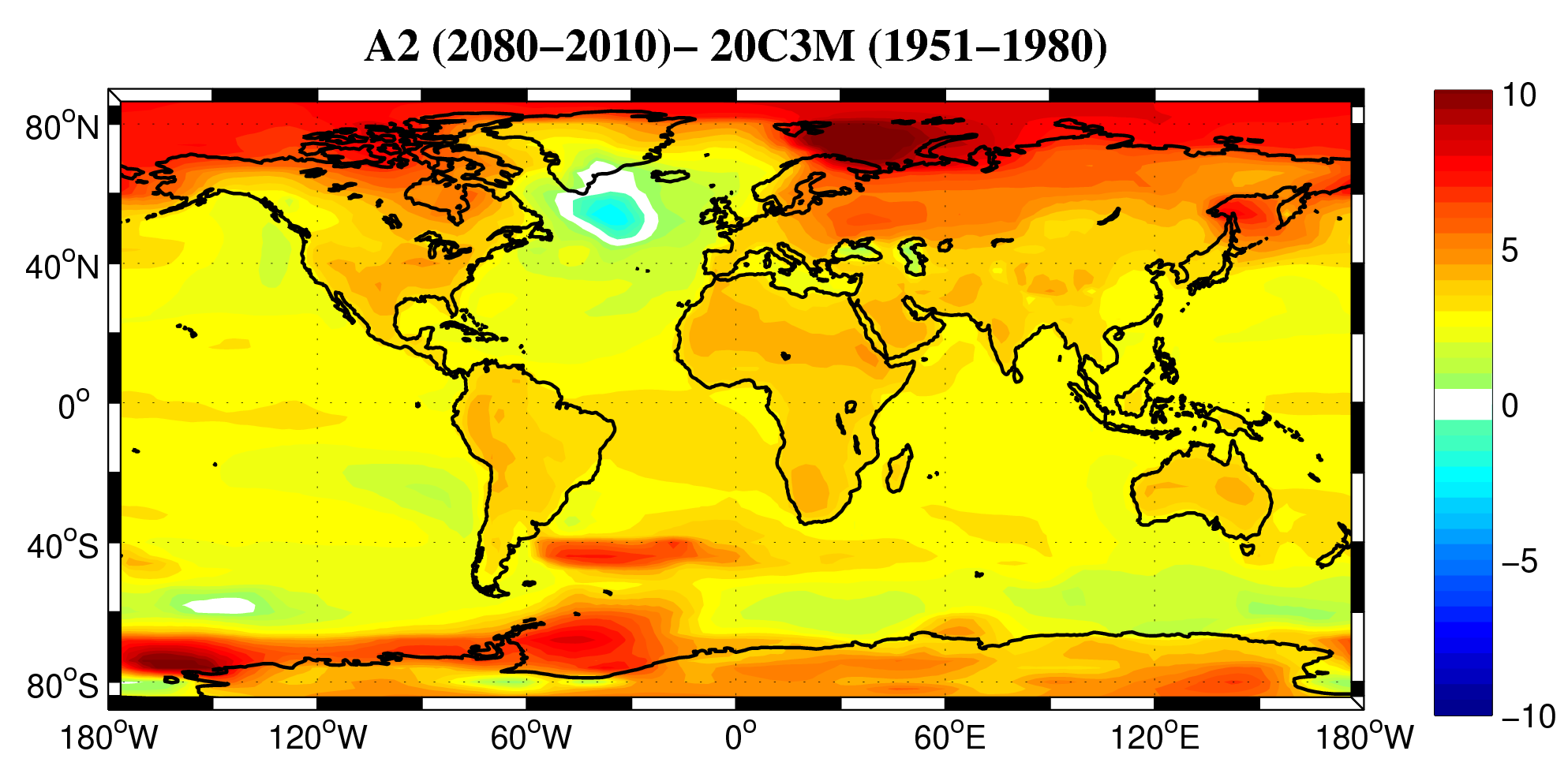 Endring i global overflatetemperatur i Bergen