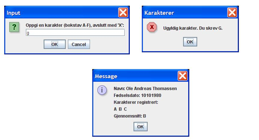 Karakterene - char-tabell som medlem i klassen Student Objektvariabel private char[] karakterer Hvor oppretter vi tabellen? Hvor stor bør den være? Kan tabellen bli full? Hva gjør vi i tilfelle da?