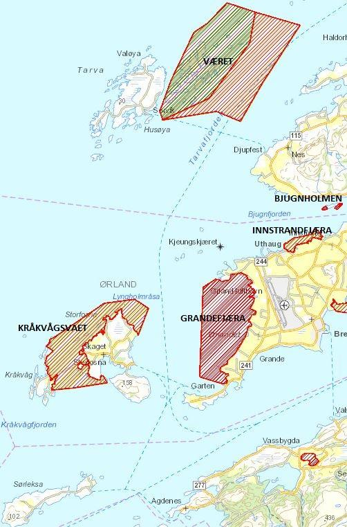 MOB A og MOB B gjelder: i all hovedsak sjøfugl; både hekking og oppholdssted for ulike sjøfuglarter (alkefugl, ender, gjess, hegre, måker og vadere).