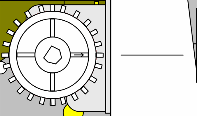 Cog wheel arrow shall point to the straight line Pilen i tannhjulet skal peke mot den rette linjen 7.