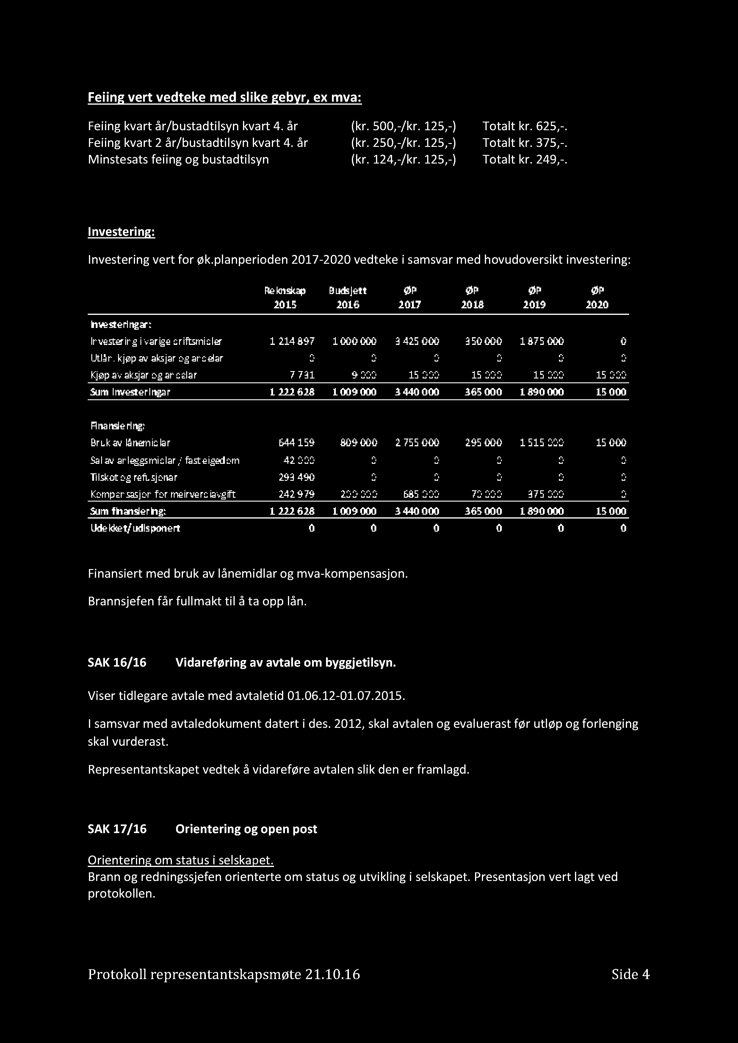 Feiing vert vedteke med slike gebyr, ex mva: Feiing kvart år/bustadtilsyn kvart 4. år (kr. 500, -/kr. 125, -) Totalt kr. 625, -. Feiing kvart 2 år/bustadtilsyn kvar t 4. år (kr. 250, -/kr.