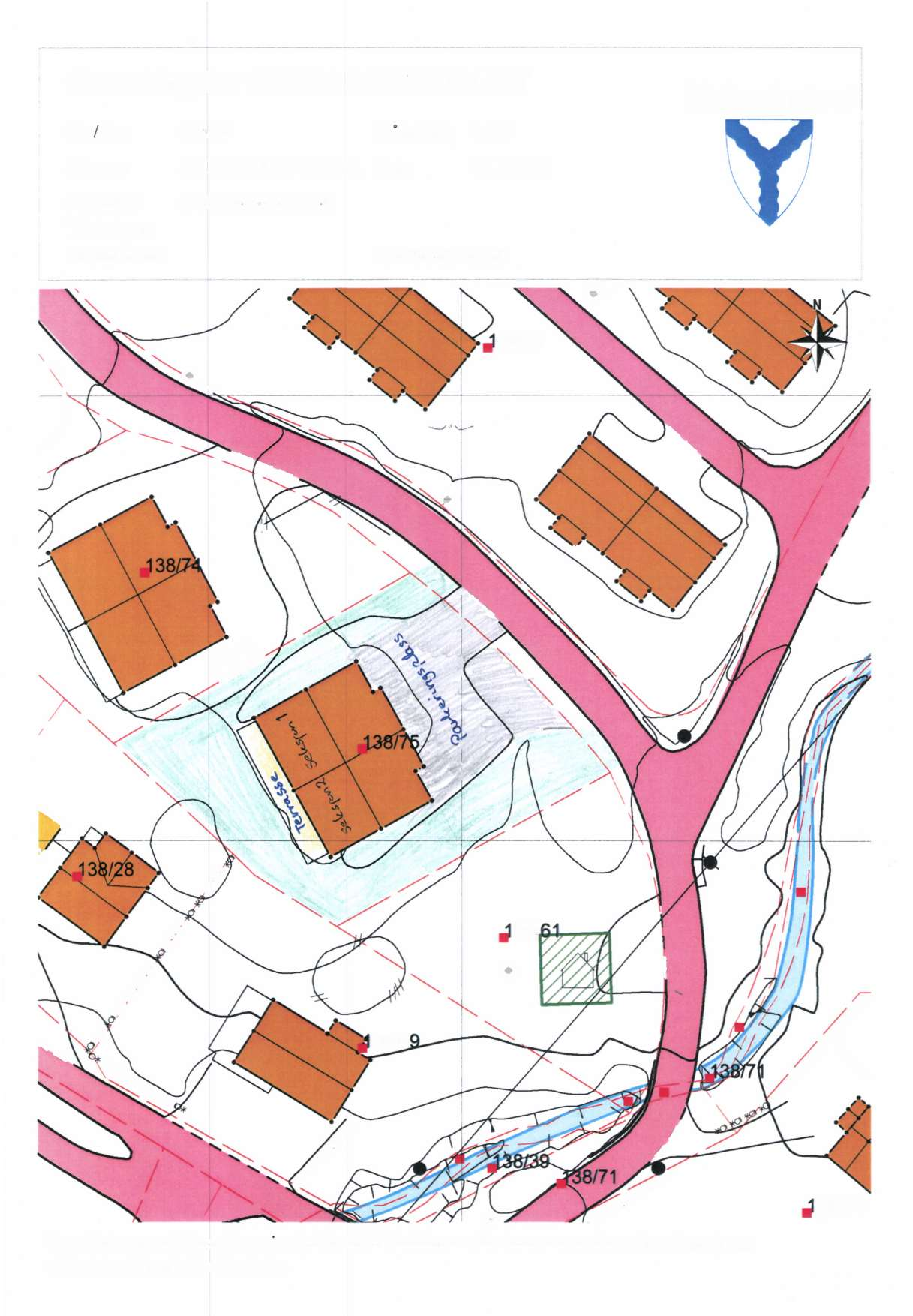 \ \. 33/77 Grunnag for SITUASJONSKART Gnr/Bnr: 38/75 Måestokk: :500