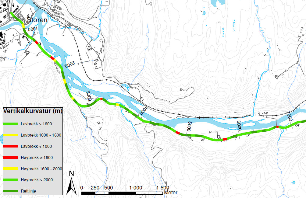 Horisontalkurvatur, Rv 30 Støren - Singsås - Del 1
