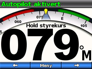 Justere styrekursen manuelt Når autopiloten er aktivert, bruker du venstre ( ) og høyre ( ) skjermtast til å justere styrekursen manuelt.