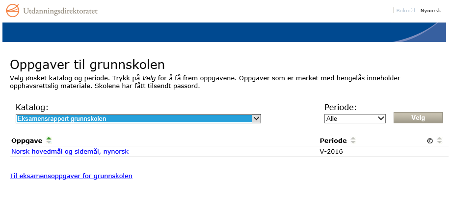 1. Eksamensrapport norsk 2016 - For norsklærarar på