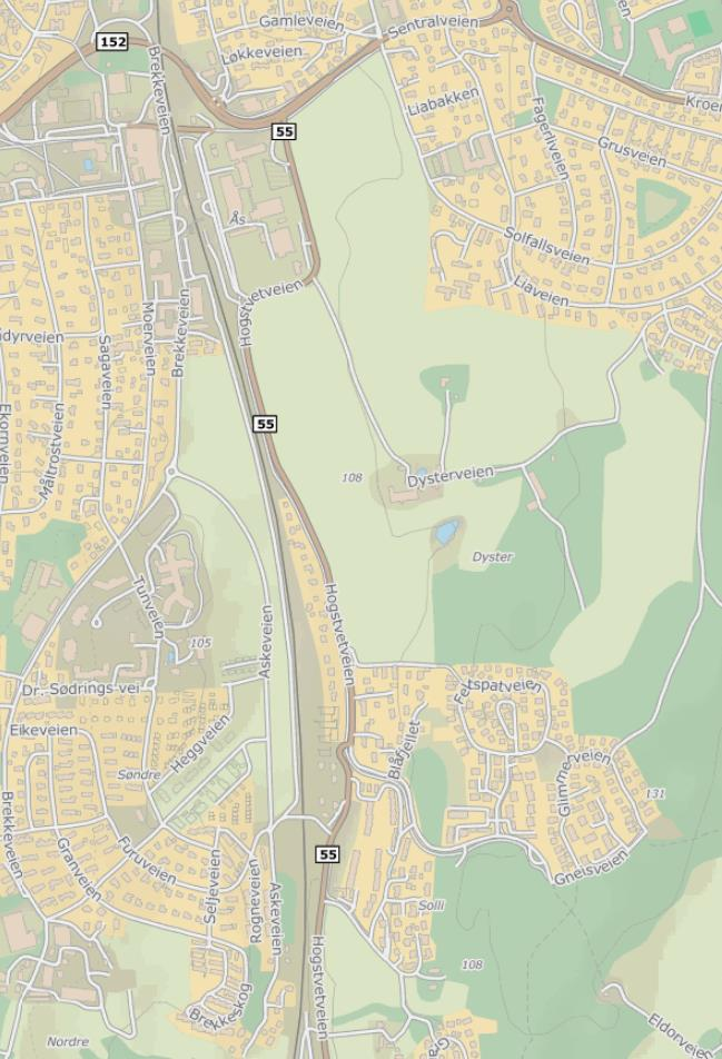 5.4.2 ÅDT mellom planområdet og Fv 152 Sentralveien Et anslag over ÅDT mellom planområdet og Fv 152 Sentralveien vises i påfølgende figur.