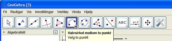 NIVÅ E Vi trykker «esc» og holder nede venstre museknapp. Vi drar nå punktet C rundt omkring på arket.