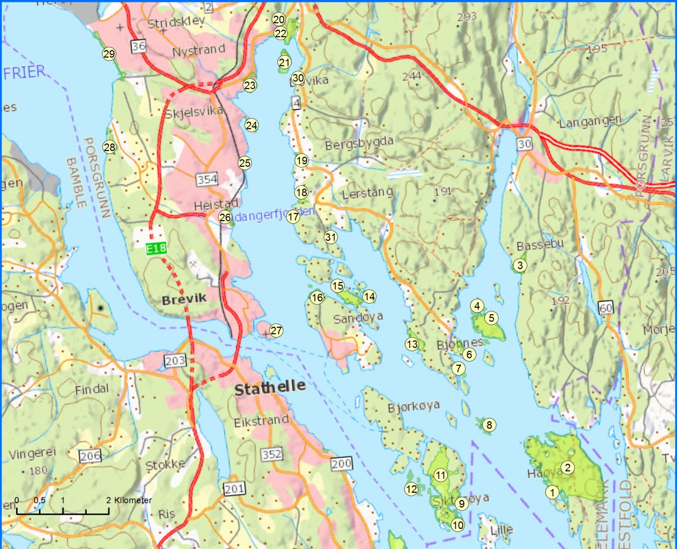 DEL 1:01 Forvaltningsplan for statlig sikra friluftslivsområder Porsgrunn kommune for 2014-2018 Fakta om kommunen pr. 01.