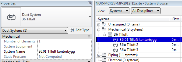 I ett prosjekt skal det være ett systemnavn per ventilasjonsaggregat. Alle systemene kan ligge under samme systemtype. Du gir kun nytt navn til de systemene som skal beholdes.