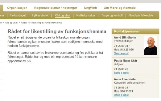 for likestilling av funksjonshemma Personalressurs på kulturavdelinga