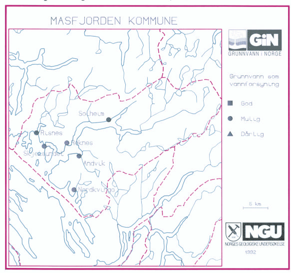 Muligheter for grunnvann som vannforsyning Oppgitt Grunnvann i Grunnvann som Forsyningssted vannbehov løsmasser fjell vannforsyning Solheim 0.