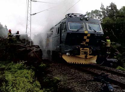 Statens Havarikommisjon for Transport Side 2 FAKTISKE OPPLYSNINGER Den 22. juni 2006, kl.1805 oppstod det brann i et EL16 lokomotiv i godstog 41982 utenfor Kornsjø stasjon, i retning Halden.
