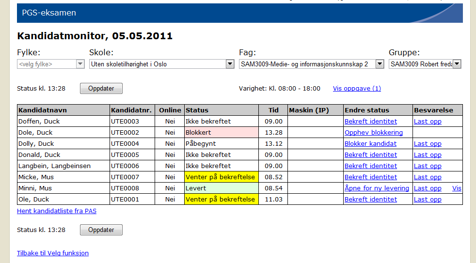 Pga sikkerheit er det viktig at eksamensansvarlig nytter kandidatmonitoren.