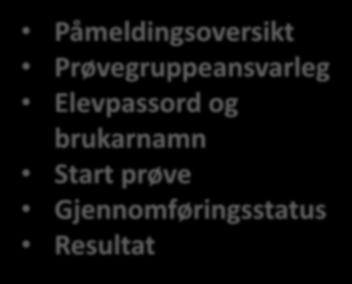 Prøvegruppeansvarleg Elevpassord og
