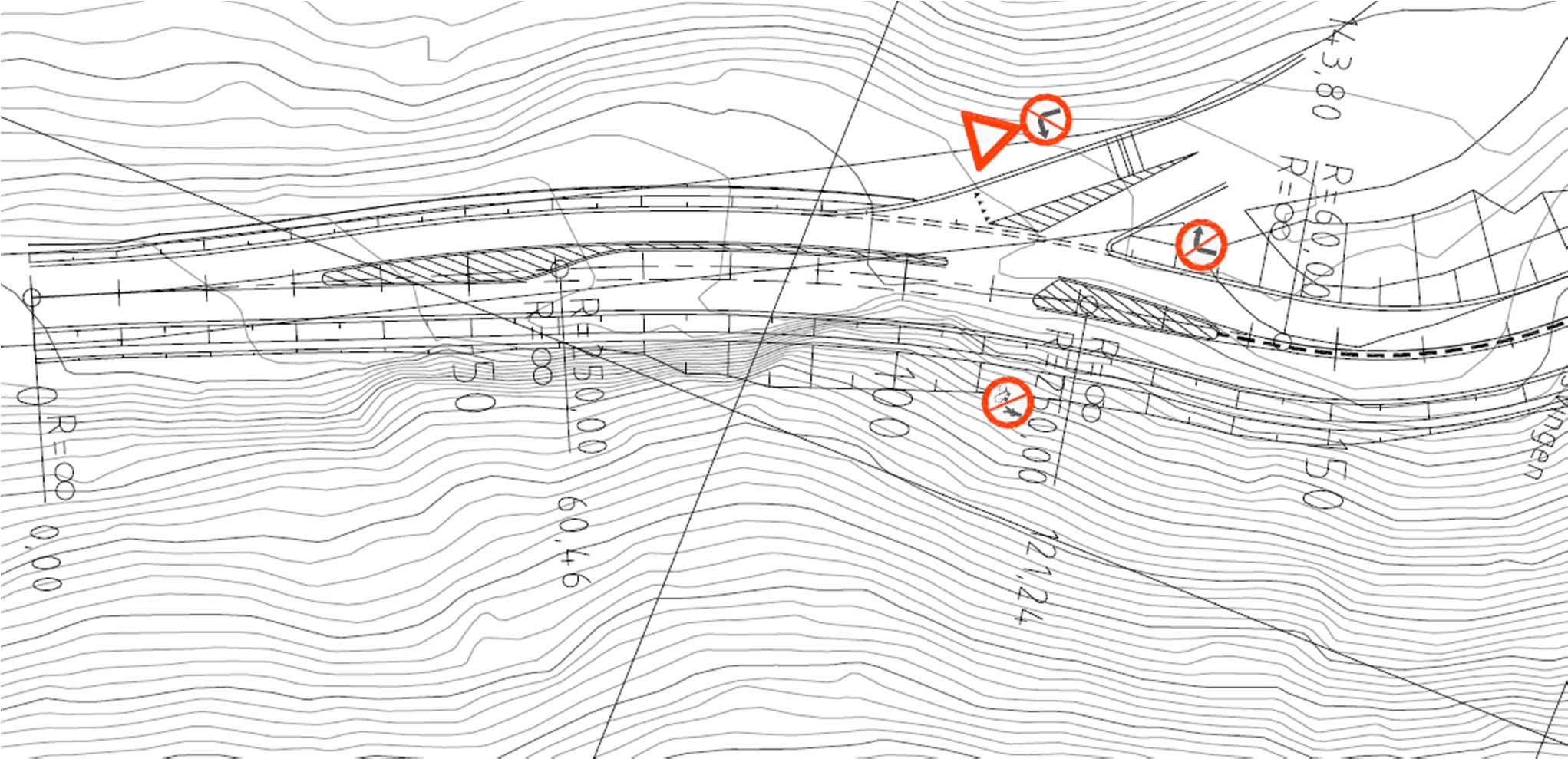 Kryss mellom den nye omkjøringsvegen og fv. 155 Fv. 155 i retning Utstranda Fv.