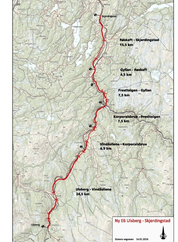 Riksvegprosjekt E6 Trondheimsveien Vindåsliene Korporals bru i Soknedal lyses ut i 2017 ferdig 2020 i Statens vegvesen regi.