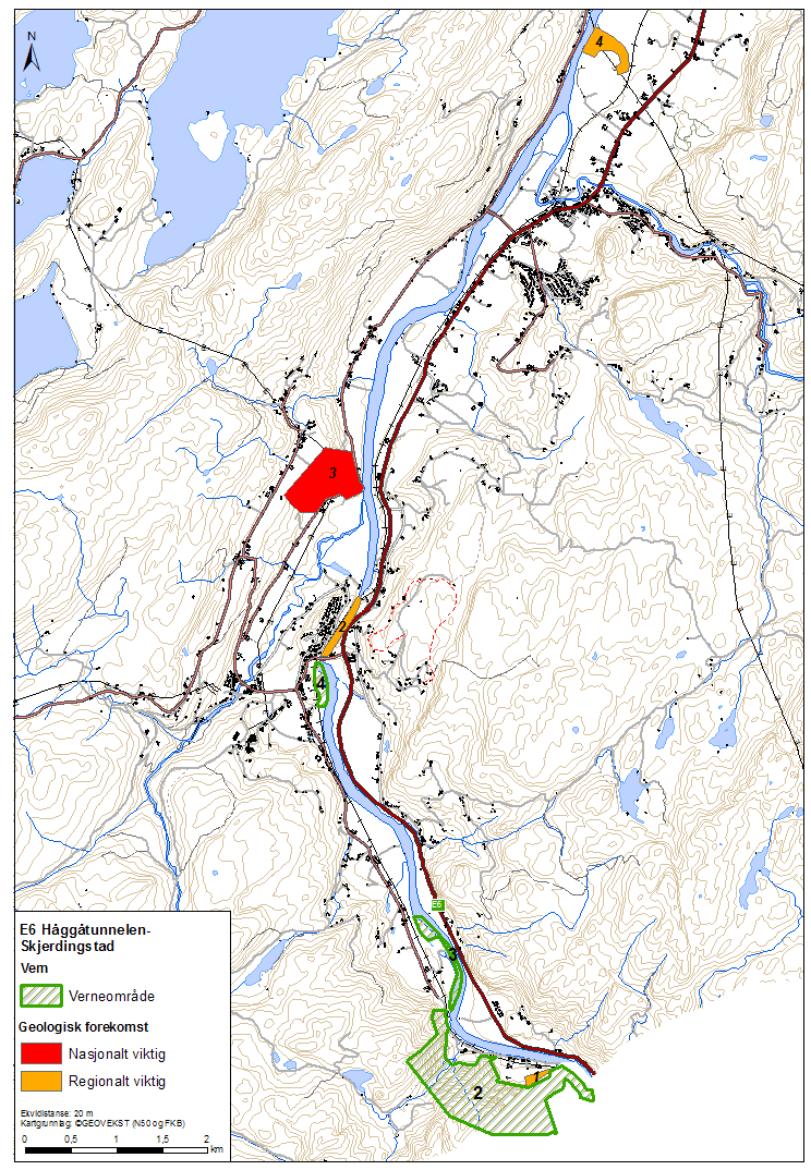 Konsekvensutredning naturmiljø Figur 4-12. Viktige geologiske forekomster og vernede områder i sør.