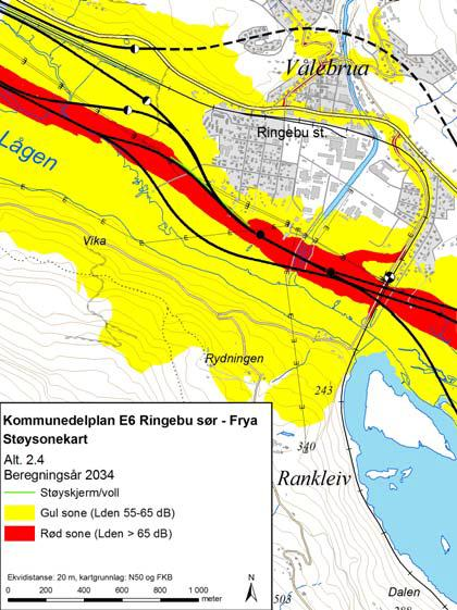 Konsekvensen for landskapsbilde er angitt som lite negativ (-) for alternativ 2.3 og middels negativ (--) for alternativ 2.4. vil dermed kunne få middels til liten negativ konsekvens (-- / -).